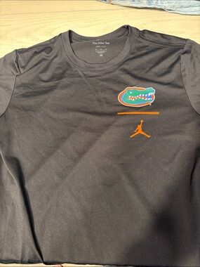 Nike Black Tee with Orange Jumpman and Multicolor Gators Logo